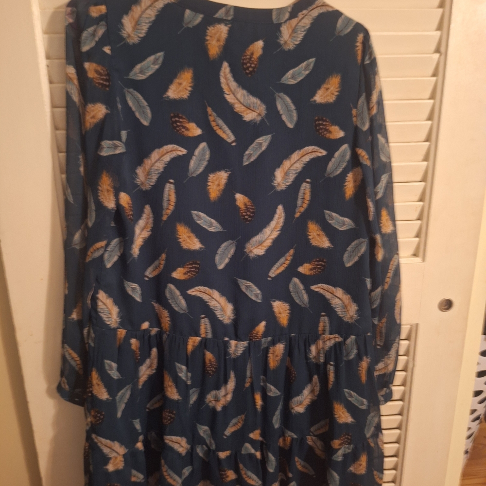 LOFT Teal Leaf Pattern Mini Dress - image 7